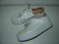 MJUS Damen Leder Sneaker Sportschuhe Weiß Plateau & Strass, Gr 38 Bayern - Pöttmes Vorschau