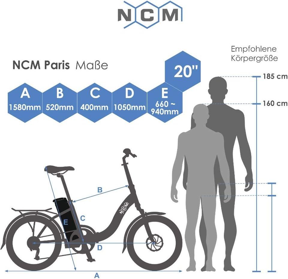 Fachhändler: E-Bike NCM Paris Plus Klapprad 20" 19Ah/684Wh 130km in Mönchengladbach