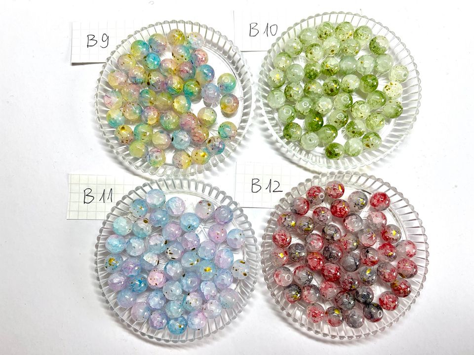 200St. Glasperlen Crackle Kugeln 10mm Set DIY Schmuck basteln in Hochheim am Main