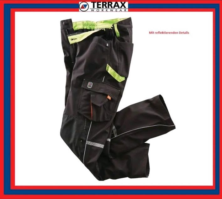 Praktische Softshellhose Terrax Workwear schwarz/limette in Mühlhausen