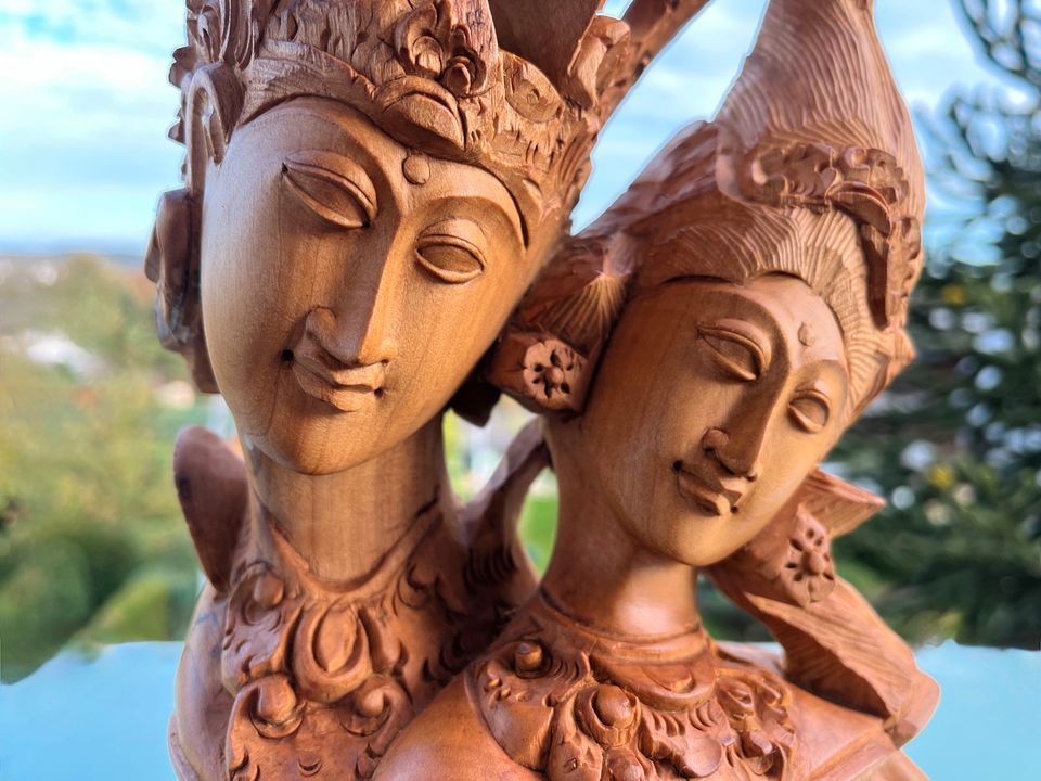 Liebespaar Sita Rama Shakti Büste Holz Ramayana Liebe Bali in Essen