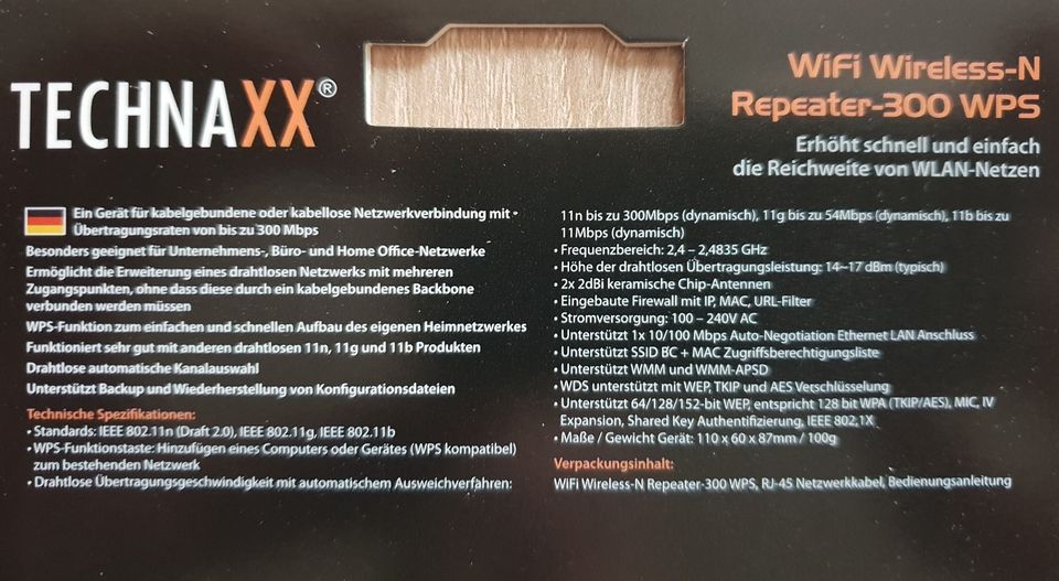 WLAN Repeater für Steckdose von Technaxx mit WPS in OVP in Michendorf
