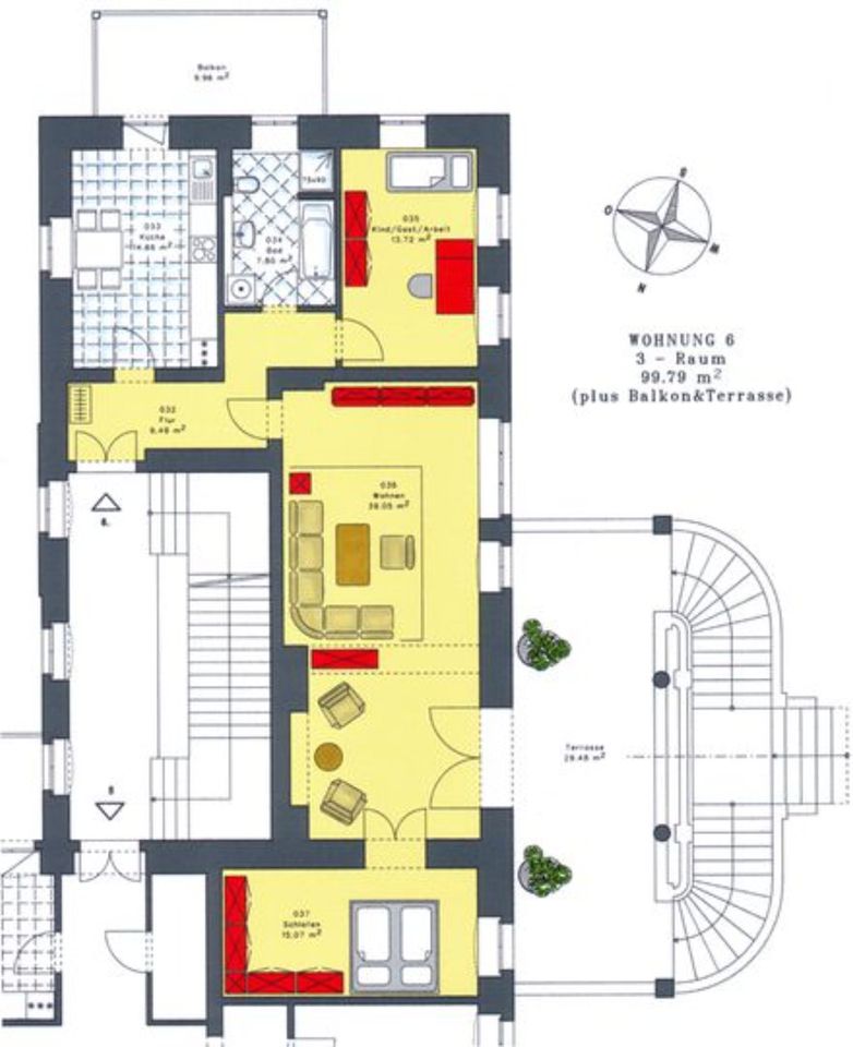 Exklusives Wohnen im Schloß  - mit Freitreppe&Balkon, EBK in Dresden