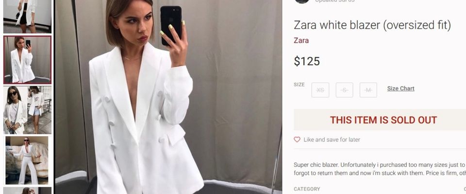 Damen Zara Blazer Smoking Sakko Oversize Kleid white S 36 in Osnabrück