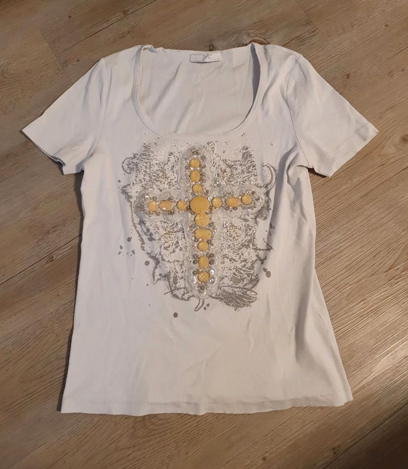 T-shirt Damen mit Kreuz und Pailletten von "nice collection" in Kornwestheim