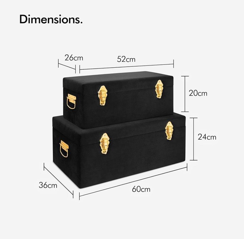Aufbewahrungstruhen mit Samtbezug schwarz (2er Set) in Bielefeld