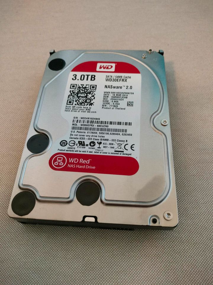 Festplatte WD Red 3 TB in Auerbach (Vogtland)