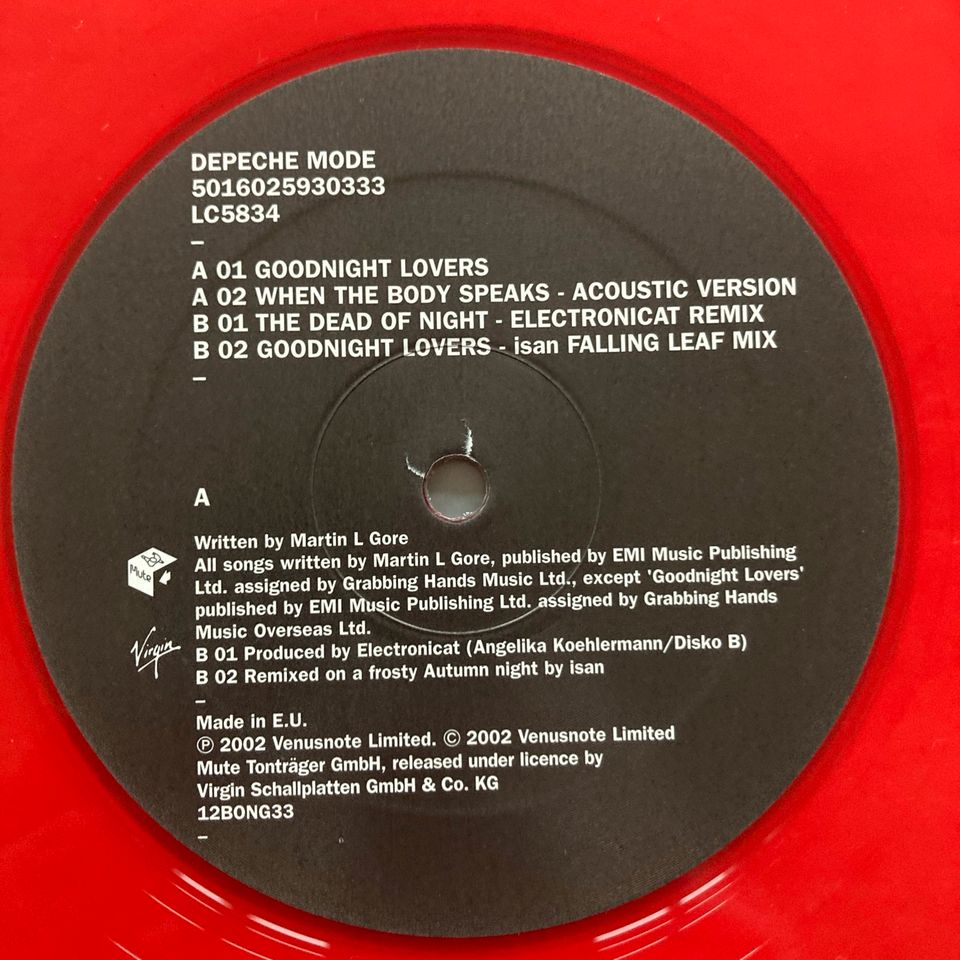 Depeche Mode Goodnight Lovers Limited LP Vinyl Red Original in Berlin