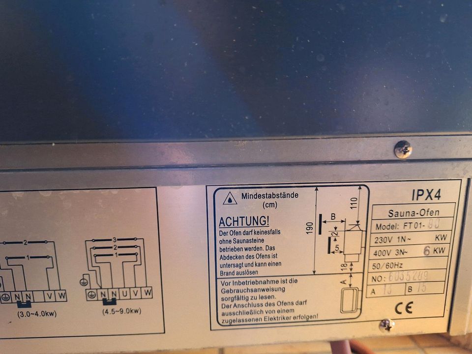 Saunaofen 6kW mit Steuerung in Teuschnitz