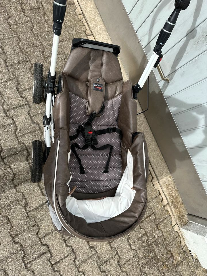 Kinderwagen Buggy Hartan Topline x braun Punkte Leder in Neu Ulm