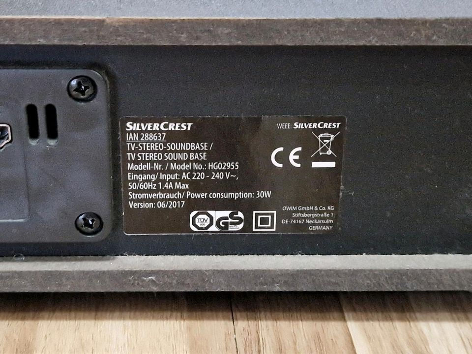 SilverCrest TV-Stereo-Soundbase SBS 60 B2 (Soundbar, schwarz) in Düsseldorf