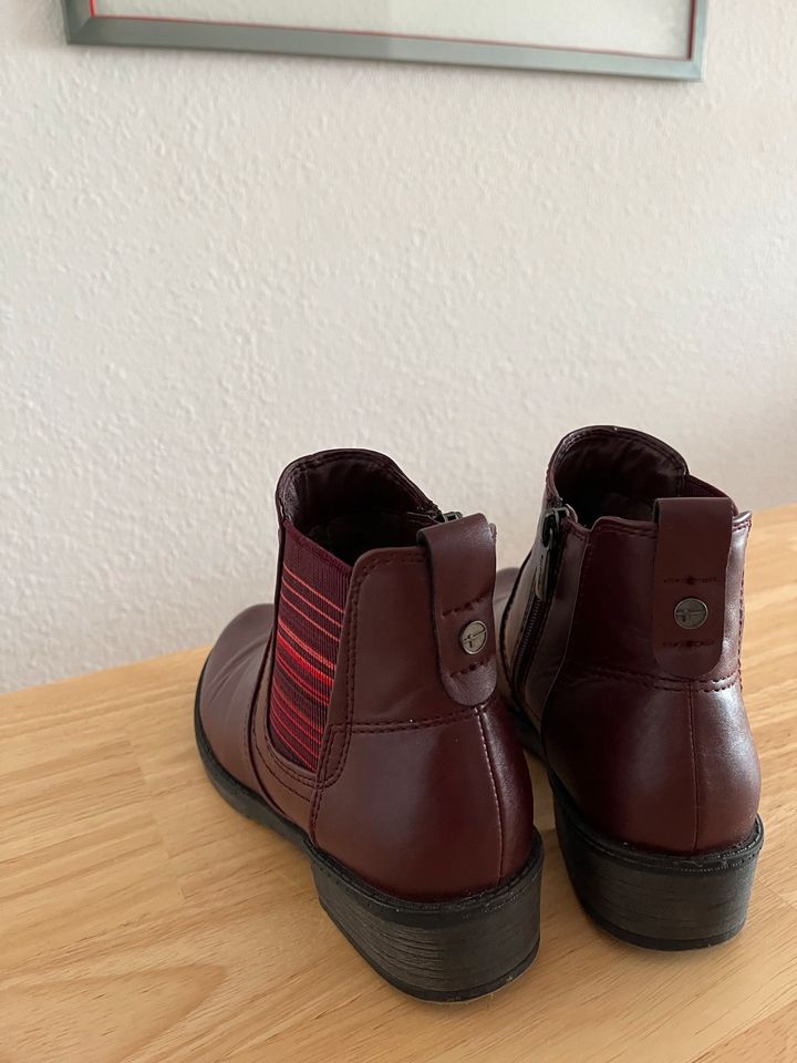 Neu Leder Stiefeletten 37 Bordeaux rot Tamaris in Glinde