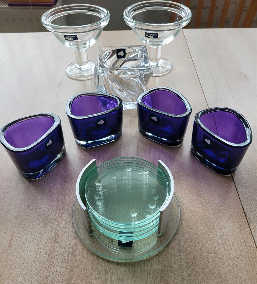 Leonardo Eisbecher Windlicht Teelichthalter Glasuntersetzer Set in Niederzier