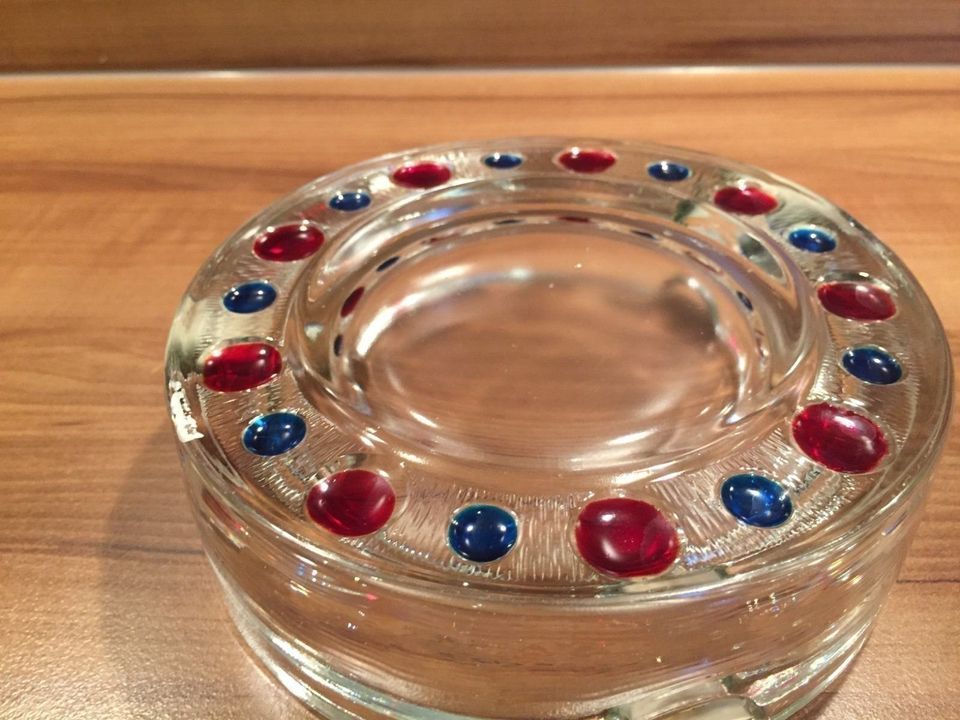 Aschenbecher Glas mit bunten Verzierungen stylisch Ashtray in Jena