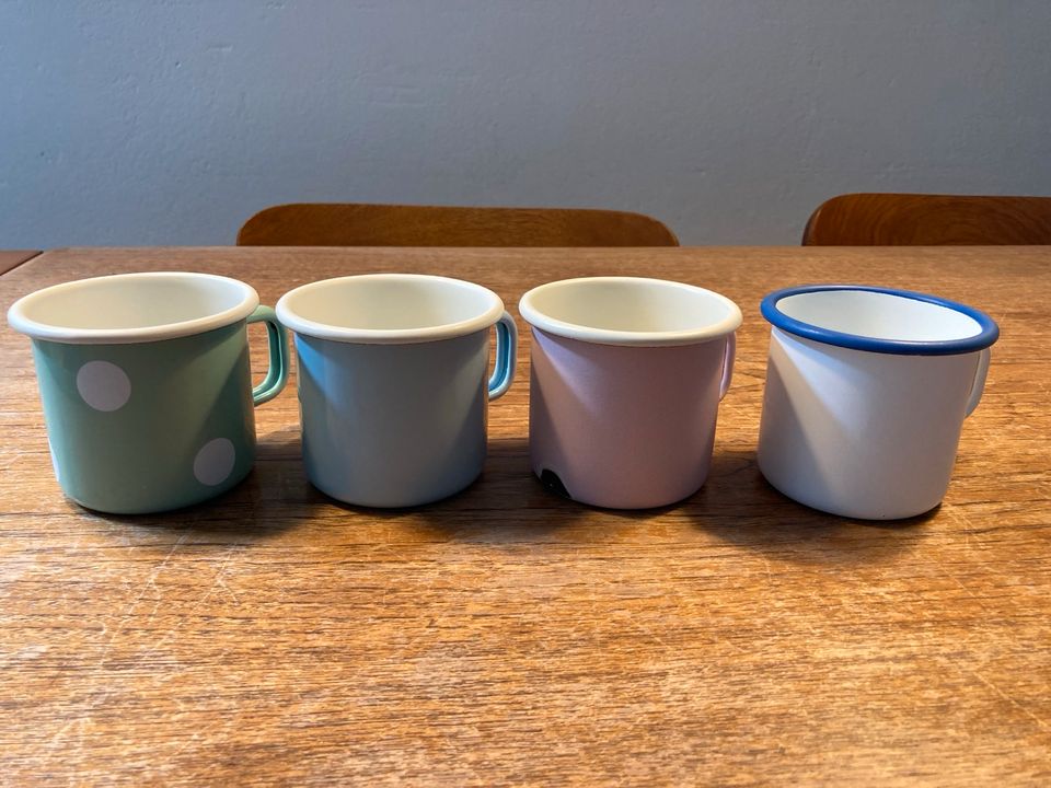 4x Münder Emaille - Becher, Tasse, Henkelbecher, Kaffeetasse in Lübz