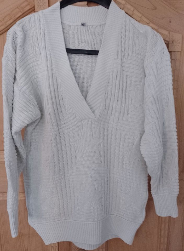 Original 80er Jahre Pullover, hüftlang, weiß Gr. M/38 - Vintage in Pfaffenhofen a.d. Ilm