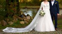 Brautkleid m. Schleppe, Schleier, Bolero u Reifrock, Gr. L Nordrhein-Westfalen - Senden Vorschau