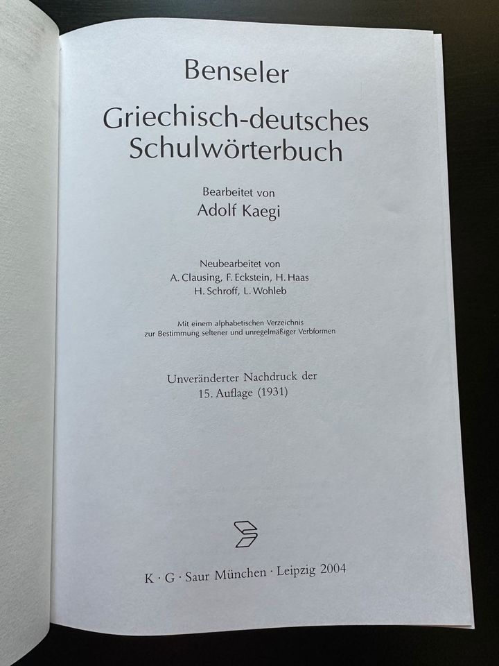 Benseler Griechisch-deutsches Schulwörterbuch in Teublitz