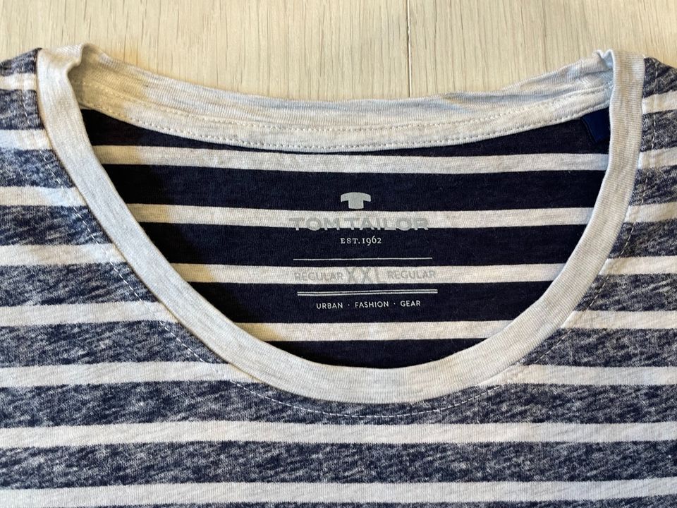 Tom Tailor Herren T-Shirt Größe XXL blau/grau gestreift in Hof (Saale)