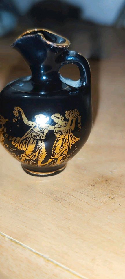 Vintage Vase 24 Karat Gold rojablau Hergestellt in Griechenland in Frankenblick