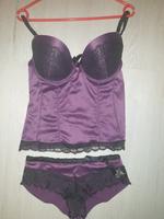C&A Dessous Set BH Corsage+Slip 36/38 80D Lila-Schwarz Satin Baden-Württemberg - Bruchsal Vorschau