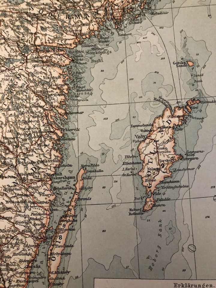 Alte XXL Landkarte um 1900: Schweden u Norwegen, südl. Teil in München