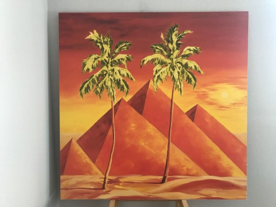 Bild groß 70x70 cm, Pyramide mit Palmen, Tanja K. in Burgau