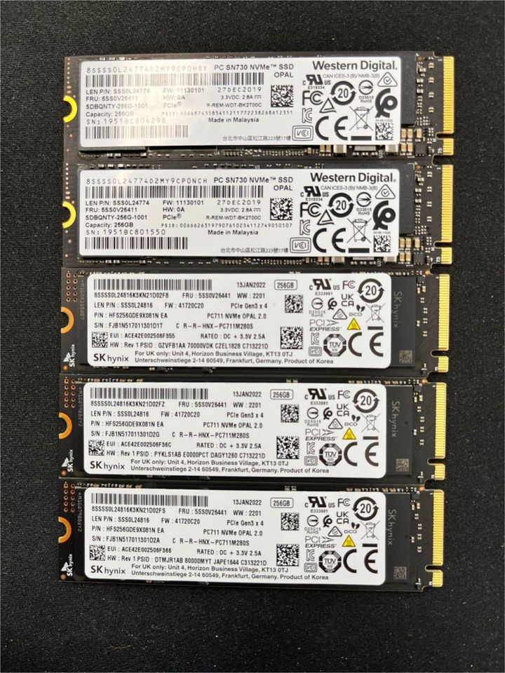 WD/SH PC SN730 NVMe SSD, 256GB, PCIe Gen3, Lenovo FRU in Wesel