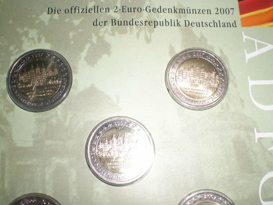 2 EURO, Alle 5 Gedenkmünzen im Folder,2007 Mecklenburg-Vorpommern in Harsewinkel