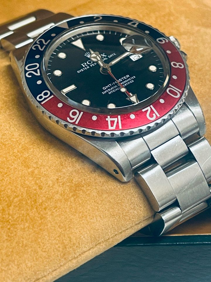 ROLEX GMT MASTER-16750-PLEXI-Box, Papers und Erstkaufbeleg-1988 in Karlsruhe