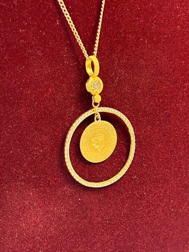 GOLD ANHÄNGER 14k/22k 585/916 3,3cm Dm. 0,2cm B  5,47g GG AU in Berlin