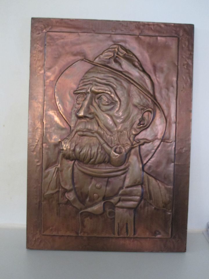 Kupferstich / Kupferrelief "Alter Seemann" Schock in Aachen