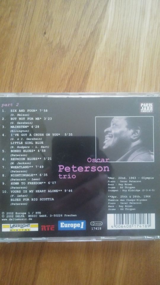 Oscar Peterson Trio - Paris Jazz Concert - CD in Nürnberg (Mittelfr)