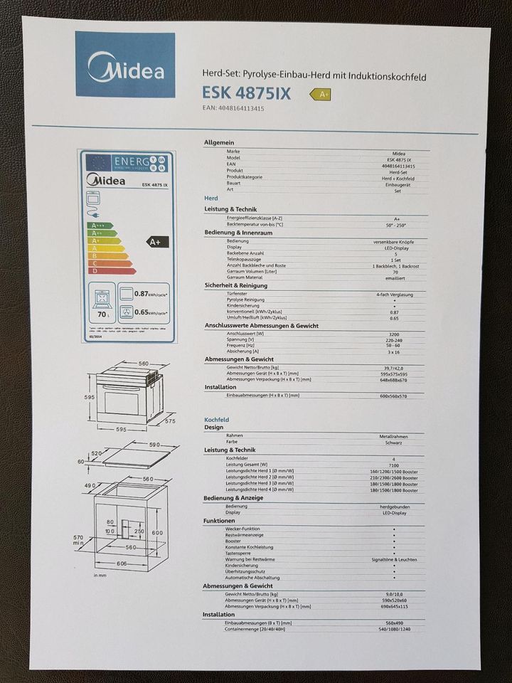 NEU Midea Einbau Herd Set mit Induktionskochfeld und Pyrolytische in Weinheim