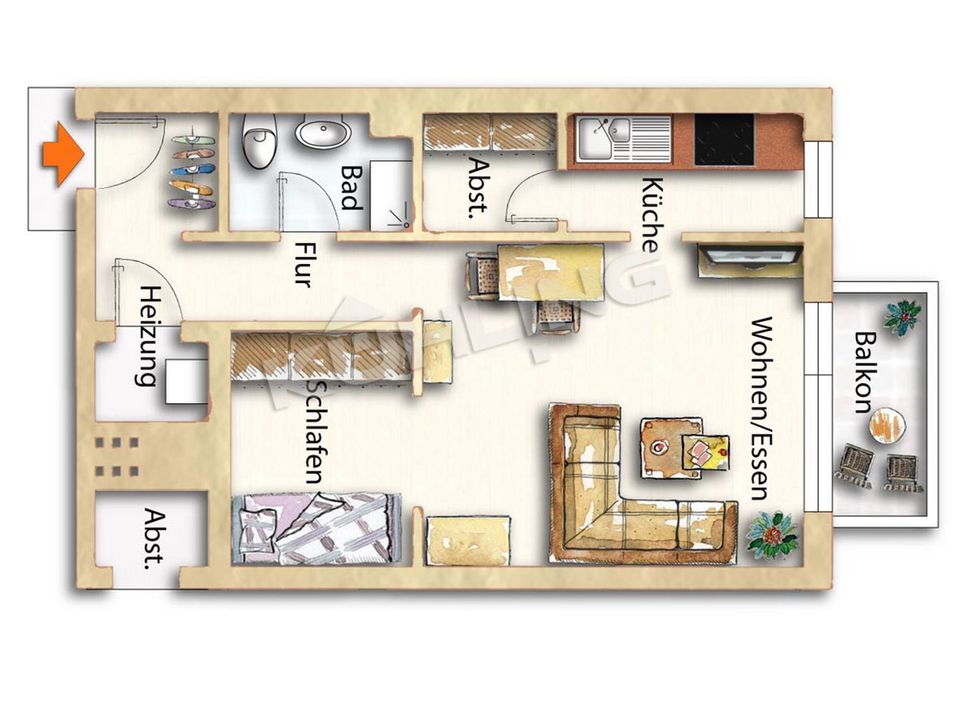 1,5 Zimmer-Wohnung in direkter Nähe zum Zitadellenpark in Vechta