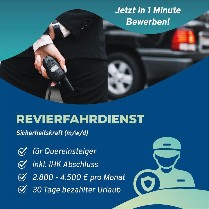 REVIERFAHRER (m/w/d)|3.350€|Quereinstieg|VOLLZEIT JOB|Security in Bergisch Gladbach