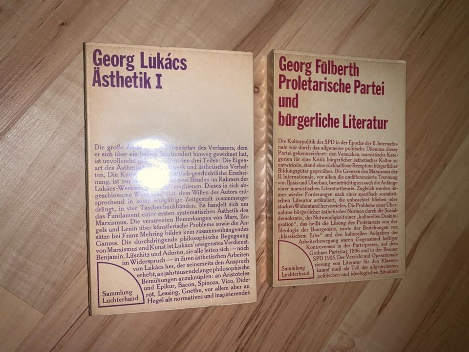 Georg Lukacs Ästhetik I + Fülberth Proletarische Partei und Liter in Oberasbach