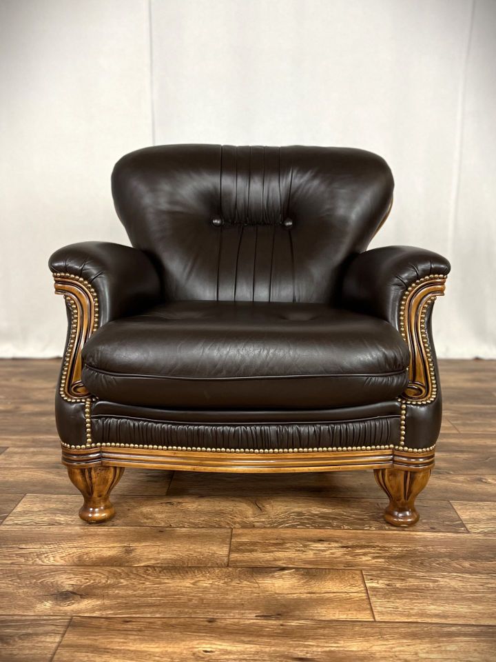 Chippendale Ledersessel Vintage Barock Clubsessel Chesterfield in Hüllhorst