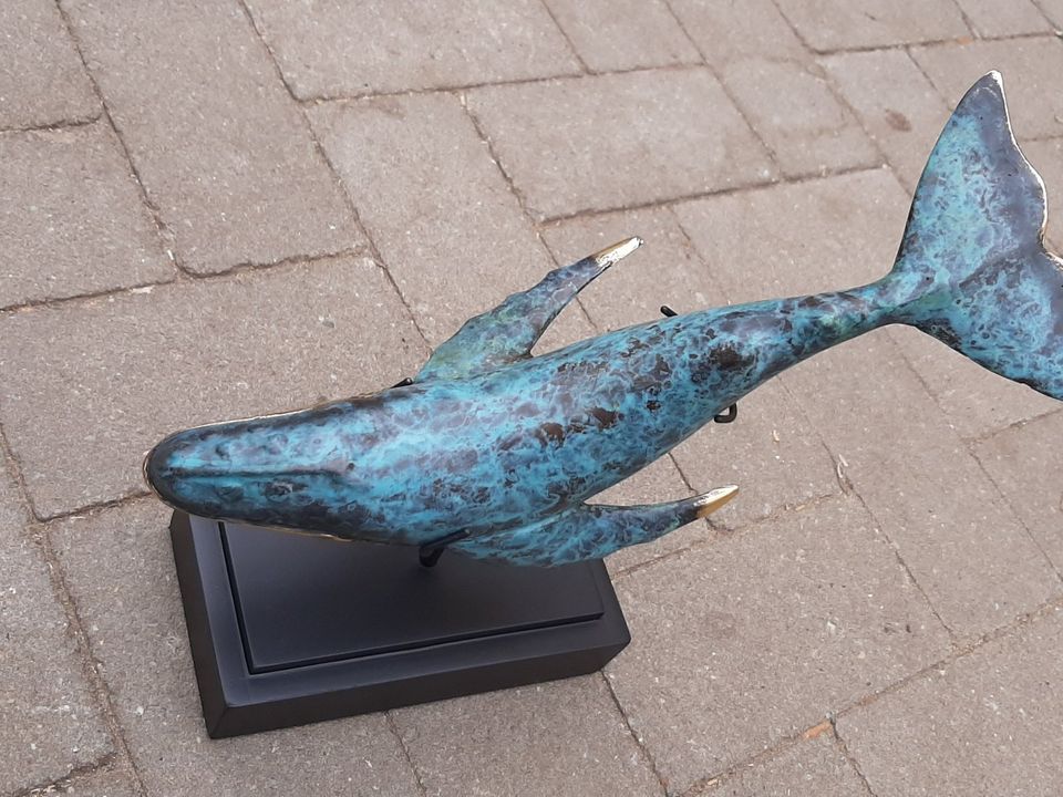 Wal aus Messing 30cm mit Ständer Walfisch Fisch wie Moby Dick in Kalkar