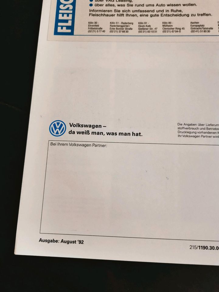 VW Golf Passat Prospekt 90er Jahre in Dormagen