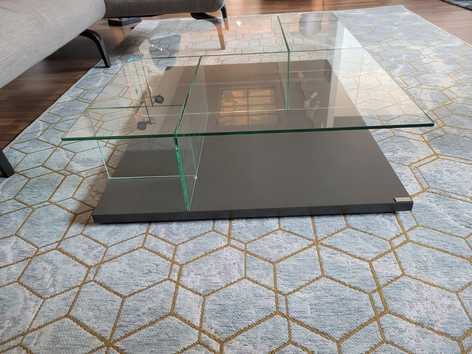 Couchtisch CT 160 Hülsta Glas mit Lack grau, Tisch Möbel Hanau in Hanau