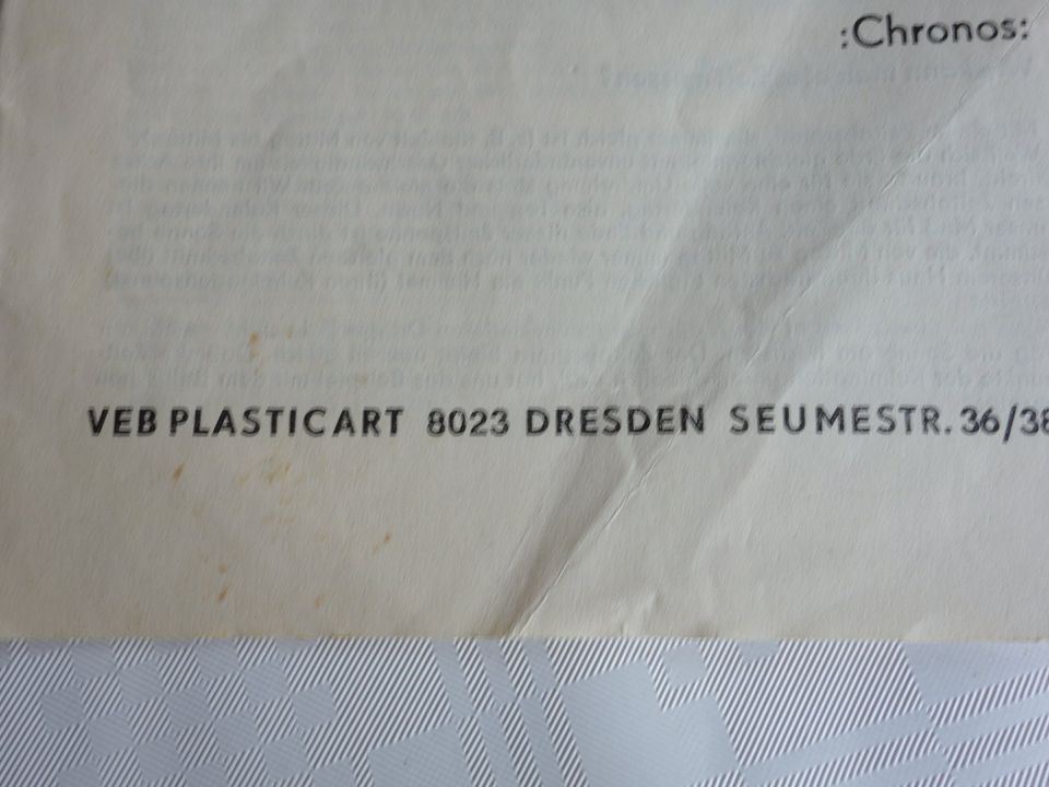 DDR Anleitung Heft z. Weltzeit-Uhr Chronos VEB Plasticart Dresden in Erfurt