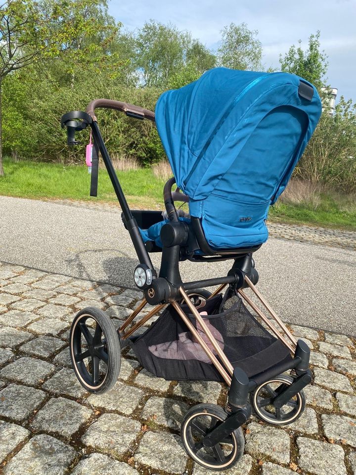 Cybex Priam Platinum Kinderwagen Roségold/ Mountain Blue in Dortmund