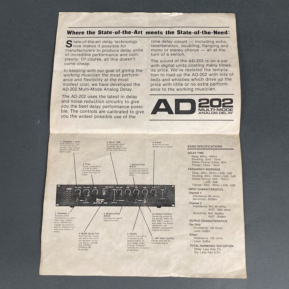 1980 IBANEZ AD 202 Multi Mode Analog Delay Chorus 19" Vintage BD in Herne