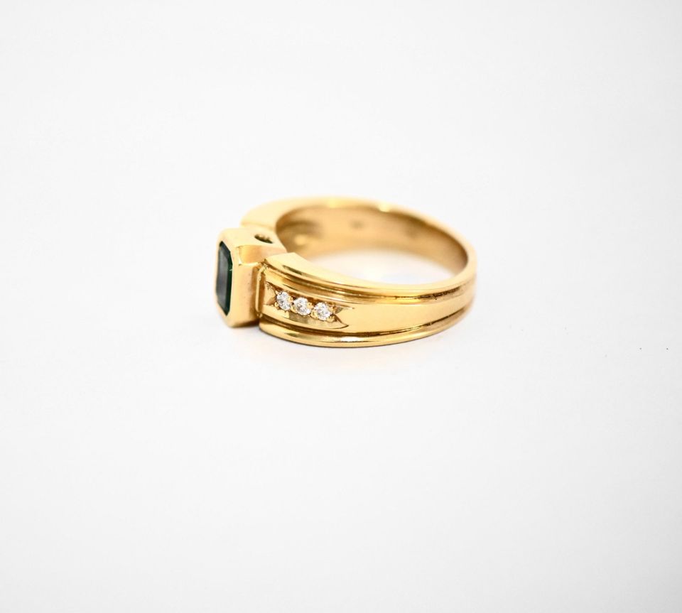 Brillant Smaragd Baguette Edelstein 750er Gold Damen Ring *G13 in Glücksburg