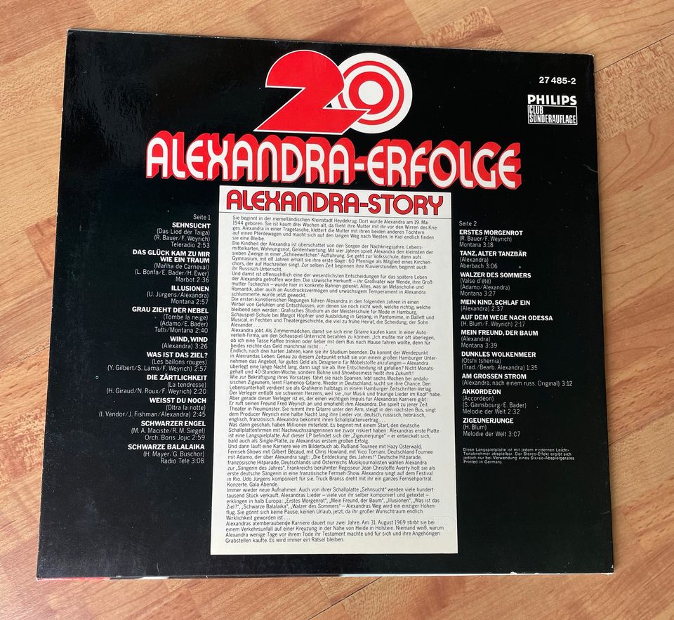 Schallplatte Alexandra/Vinyl Platte Alexandra in Limburg