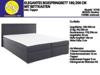 Boxspringbett Bett 180/200 +KSMatratze H3 +Topper Struktur anthra Nordrhein-Westfalen - Mettingen Vorschau