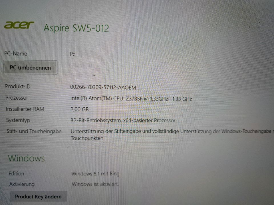 Acer Aspire Switch 10 SW5-012 in Meckesheim