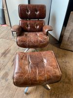 Vintage Lounge Chair + Ottoman Braunes Leder Relaxliege Bayern - Valley Vorschau
