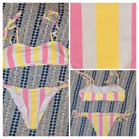 Bikini zum Binden Bandeau Streifen pink gelb weiß M gestreift Dresden - Gorbitz-Ost Vorschau
